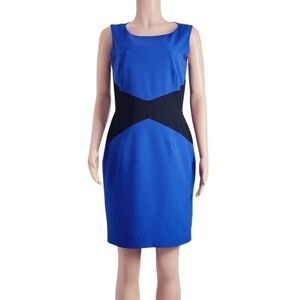 𝅺CALVIN Klein Colorblock Blue & Black Pencil Dress Size: 10P